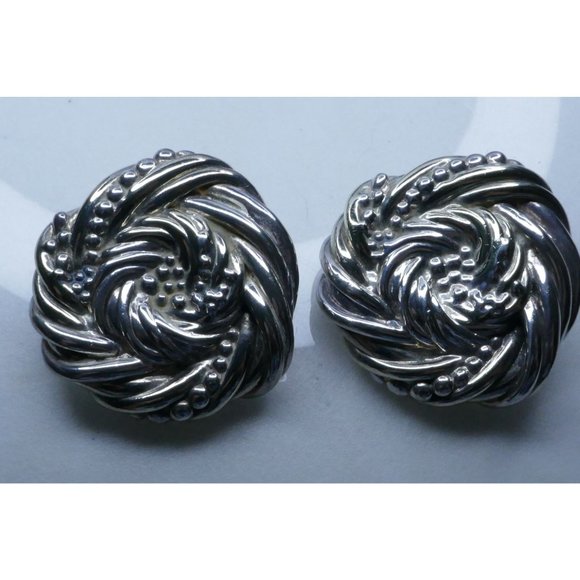 Big Bold Two Tone Sterling Silver Electroform Earrings Signed JE and Marked 925 - Picture 6 of 11